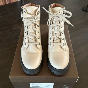 Linea Paolo Telana-L Cream/Black Lace Up Boot 8